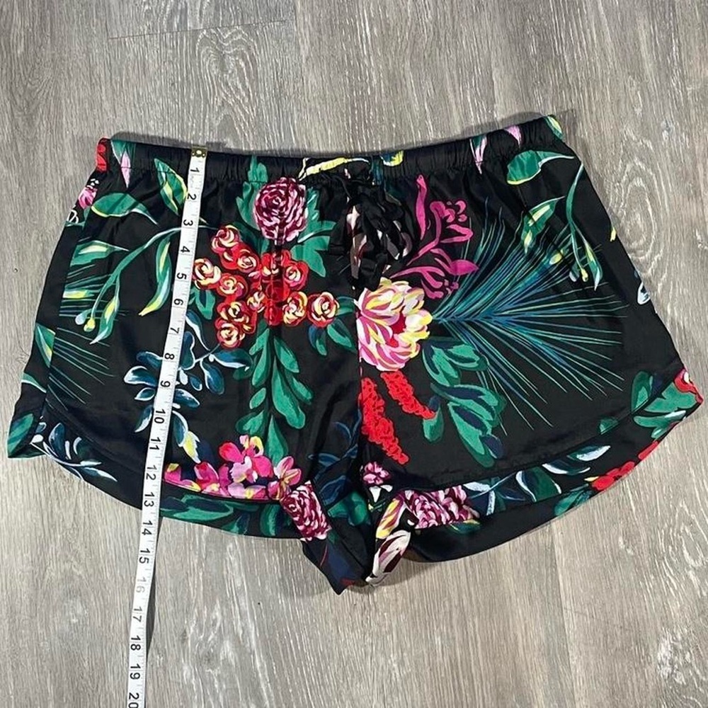 Stars Above Floral Lounge Shorts Black Tropical Print Drawstring XL - Picture 6 of 6